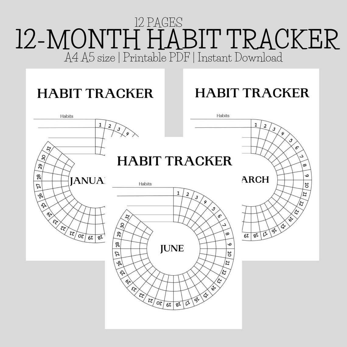 Circle Habit Tracker Printable PDF in Sizes A4 A5. Routine Etsy