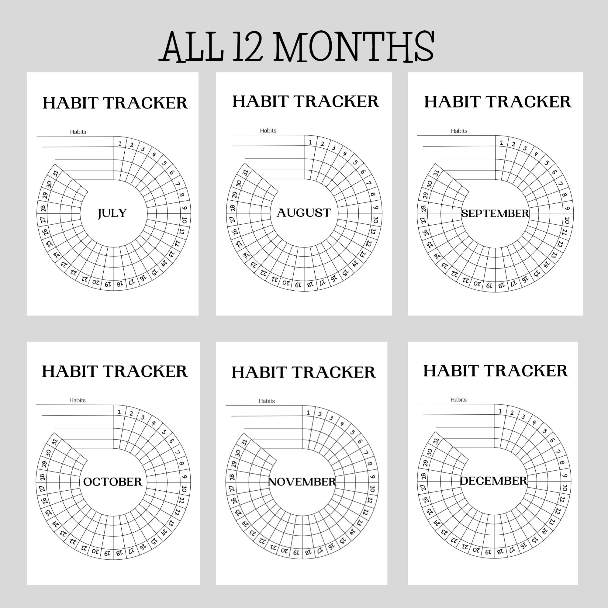 Circle Habit Tracker Printable PDF in Sizes A4 A5. Routine Etsy