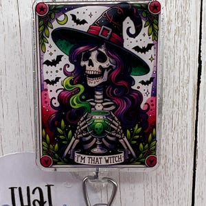 That Witch Tarot card badge reel for nurses; Halloween Tarot card badge holder; Halloween lanyard for teachers; Halloween gift for nurses
