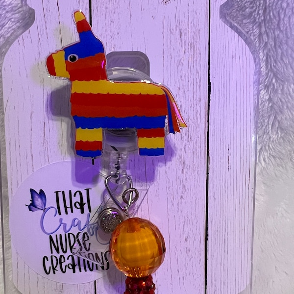 Piñata badge reel; Nurse gift idea; Gift for her; Gift for him; Cinco de Mayo badge holder; Teacher appreciation gift; Fiesta badge holder