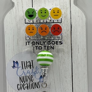 Pain Scale badge reel/funny badge reel/nurse badge reel/gifts for nurses/glitter badge reel/retractable badge reel/name badge holder