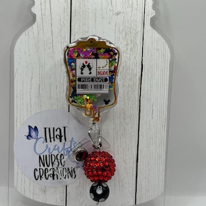 Porta credenciales con forma de cabeza de ratón y confeti, accesorios de enfermera con purpurina, regalo intercambiable para enfermera/maestra