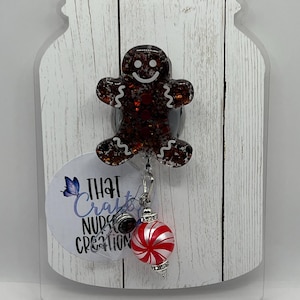 Gingerbread man badge reel, Gingerbread man lanyard for teacher, Gingerbread man name tag holder, secret Santa Gift for coworker