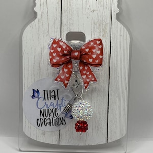 Valentines day coquette badge reel, Pink bow badge reel, Nurse badge pull, Coworker gift