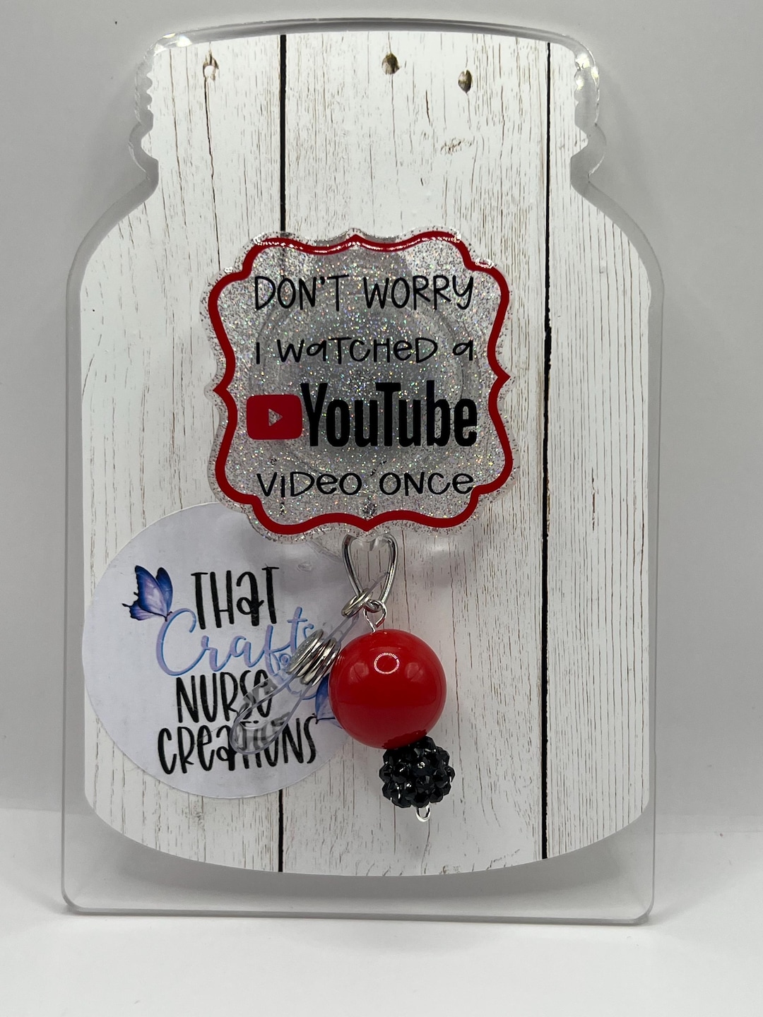 Funny Badge Reel "Don't Worry I Watched A YouTube Video" – Retractable ID Holder With Alligator Clip For Nurses, Teachers, Office