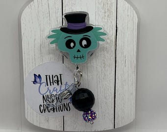Spooky Ghost Badge Reel, custom, Halloween glitter nurse accessories, interchangeable nurse/teacher gifts