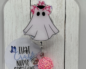 Spooky Season Ghost Cowboy Badge Reel, interchangeable Nurse Accessories