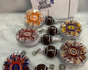 Custom football badge reel, glitter nurse accessories, interchangeable nurse/teacher gift