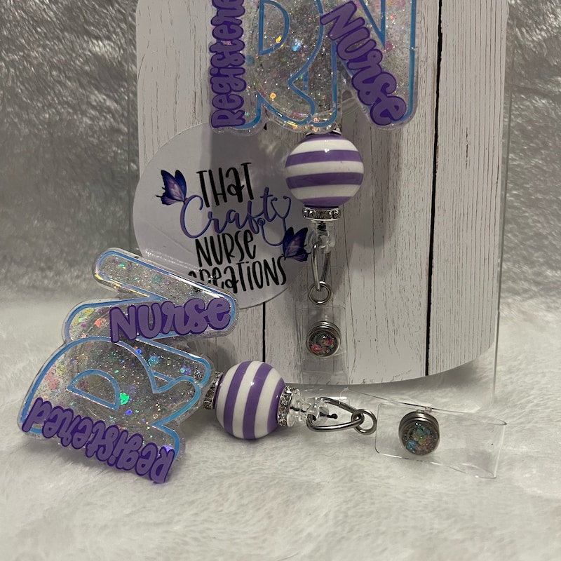 Registered Nurse badge reel; RN badge holder; Glitter Badge Reel; Nurse appreciation gift; Graduation gift for nurses; Gift for her