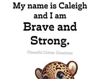 Personalized Positive Affirmation Poster for kids bedroom or nursery, completely customizable, I am Brave. Buy jpeg now and print yourself.