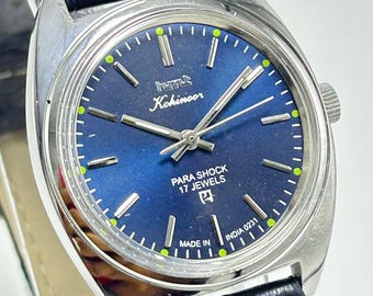 Vintage HMT Kohinoor Watch: Dark Blue Dial, 17 Jewels, India Made