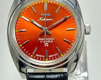 Vintage HMT Kohinoor Watch: Orange Dial, 17 Jewels, India Made