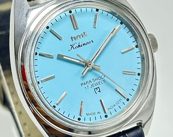 Vintage HMT Kohinoor Watch: Blue Dial, 17 Jewels, India Made
