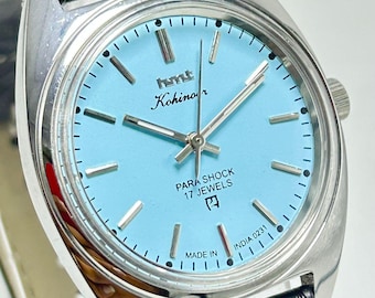 Vintage HMT Kohinoor Watch: Blue Dial, 17 Jewels, India Made