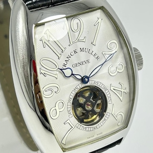 Refurbished Franck Muller Automatic , White Dail , Blac Faux Leather Strap Men's Wrist Watch