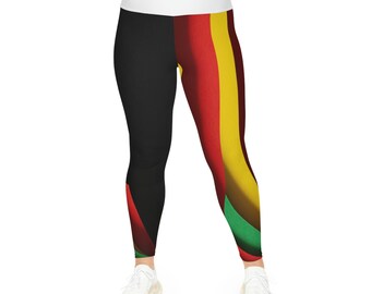 Kleurrijke legging in grote maten: hoge elastische tailleband, SPF 50+
