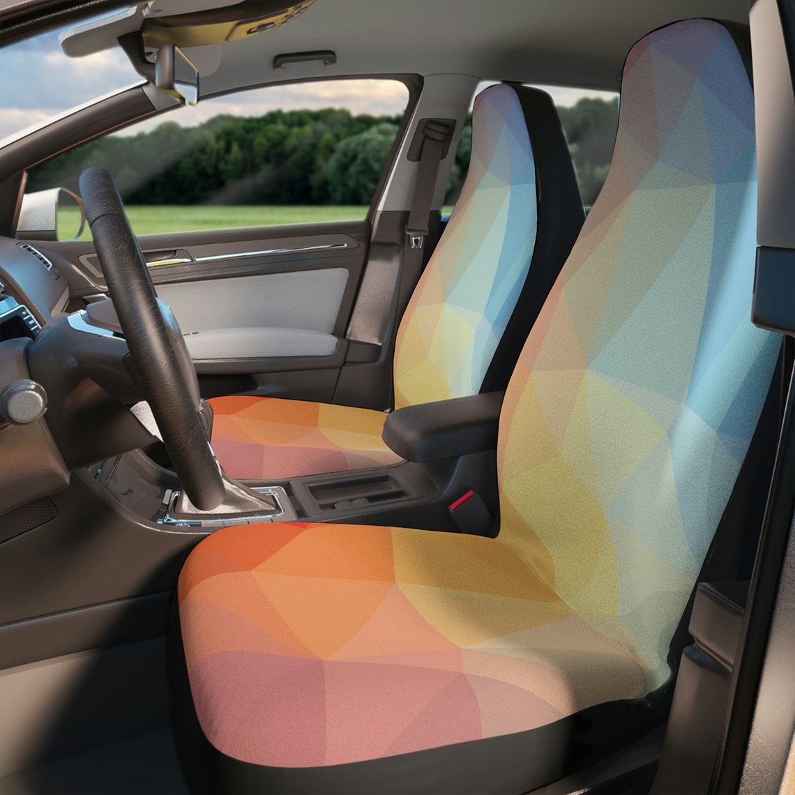 Rainbow Marble Pet Car Seat Cover