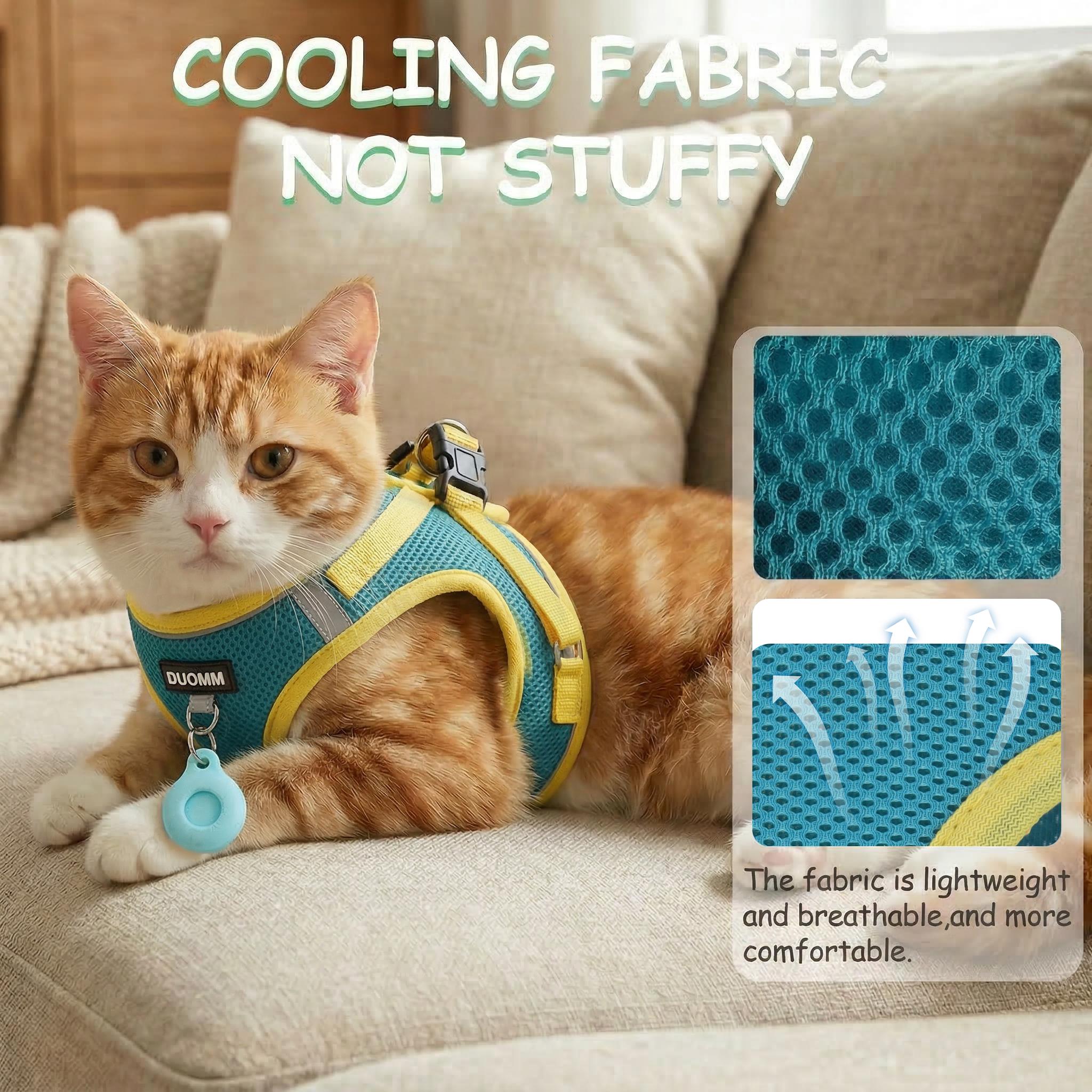 Escape Proof Reflective Cat Harness With Tracker Pocket Soft Breathable ...