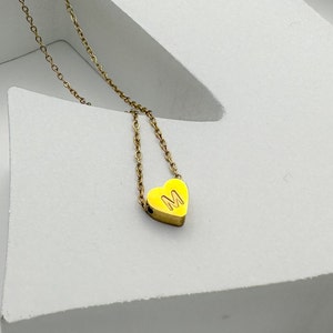 Heart shaped initial letter necklace, dainty necklace, elegant initial letter, gold necklace, heart necklace