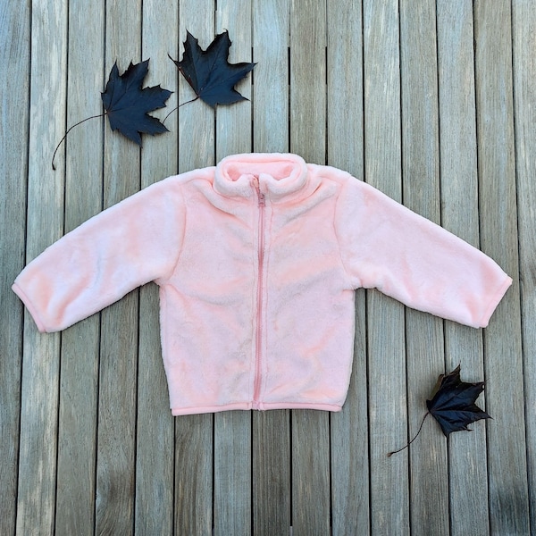 Baby Girls Pink Fleece Jacket, Baby Fleece Jacket, Baby Fleece, Baby Pink Jacket, Baby Zipper Jacket, Baby Pink Fleece, Baby Shower Gift