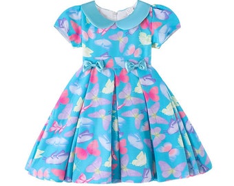 Toddler Girls Butterfly Dress, Girls Costume Dress, Girls Dress Up Dress, Girls Play Dress, Girls Summer Dress, Girls Blue Princess Dress