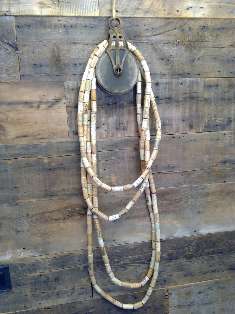 Rustic Barn Pulley With Wine Cork Rope - Etsy