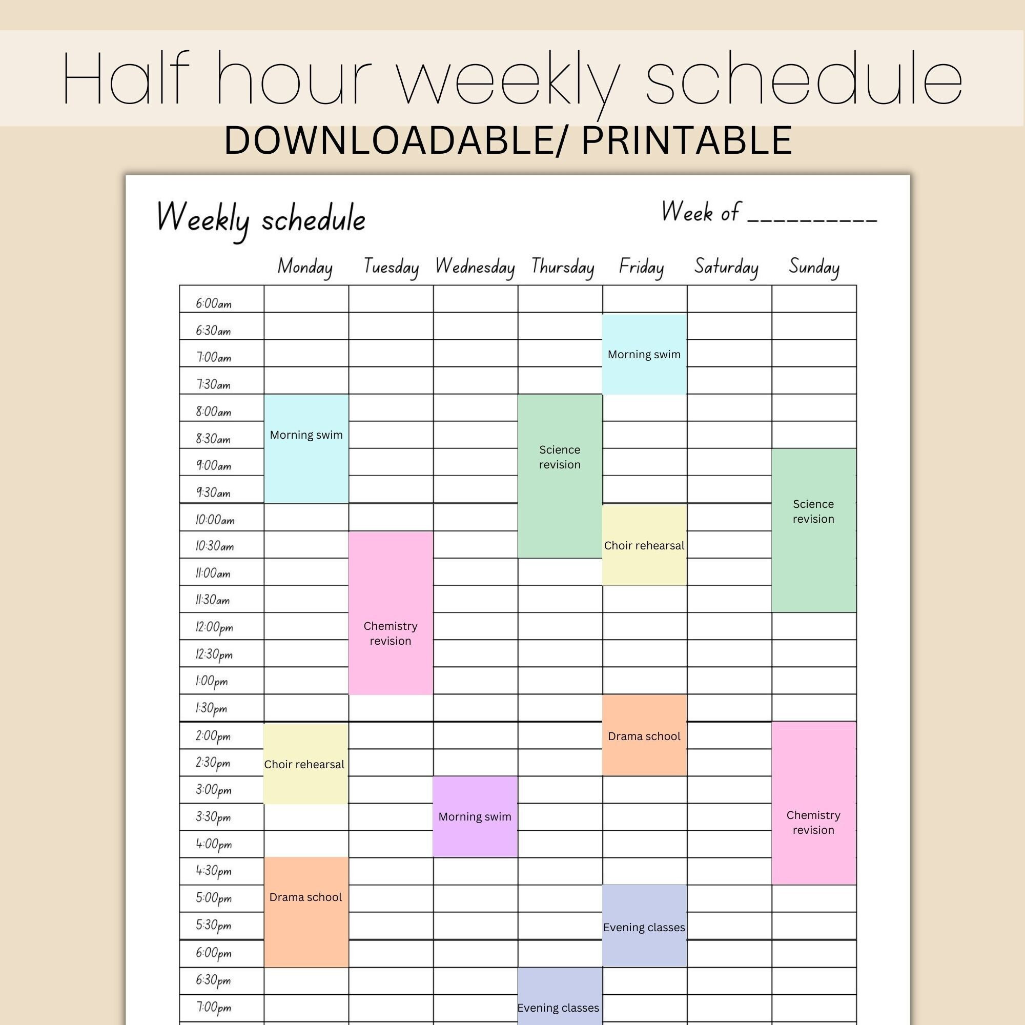 simple-half-hour-weekly-schedule-weekly-planner-printable-weekly-to-do-list-weekly-agenda-etsy