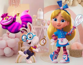BUNDLE INSTANT DOWNLOAD Alice's Wonderland Bakery Big Decor on sale: Cutout Decor Alice, Rabbit, Cat printable, Baby Shower, Birthday Party