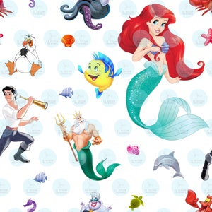 INSTANT DOWNLOAD - Ariel The Little Mermaid seamless design, Magic Seamless Pattern, Seamless Print, seamless paper