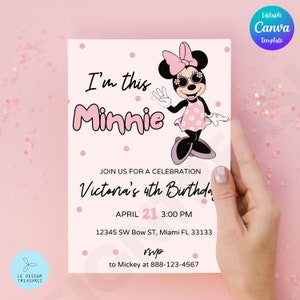INSTANT DOWNLOAD - Minnie Birthday Invitation - Minnie Mouse Birthday Invitation - Digital Invitation - Canva.com Editable