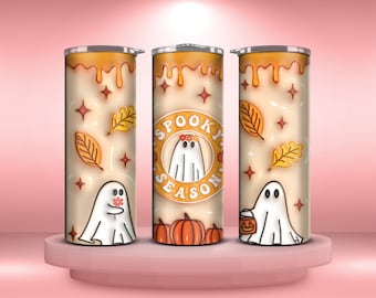 Spooky season 20oz straight tumbler, Halloween tumbler, Fall themed tumbler, Pumpkins, Ghosts
