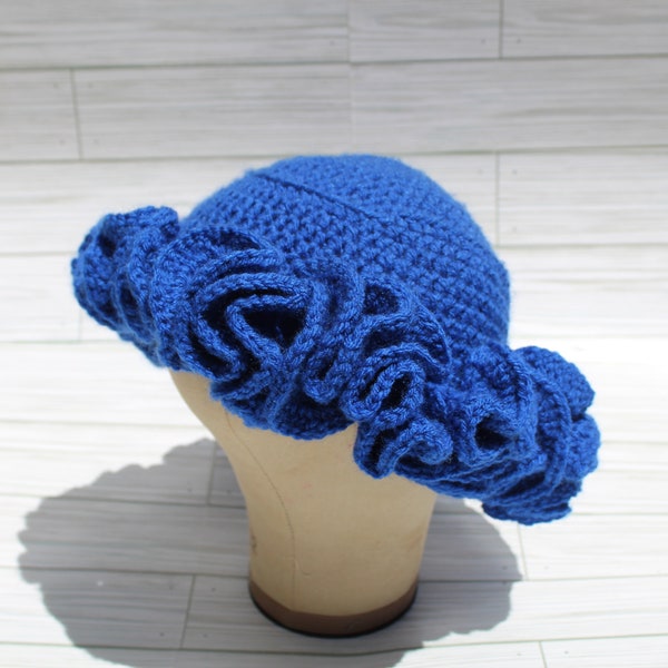Black Crochet Ruffle Hat - Etsy