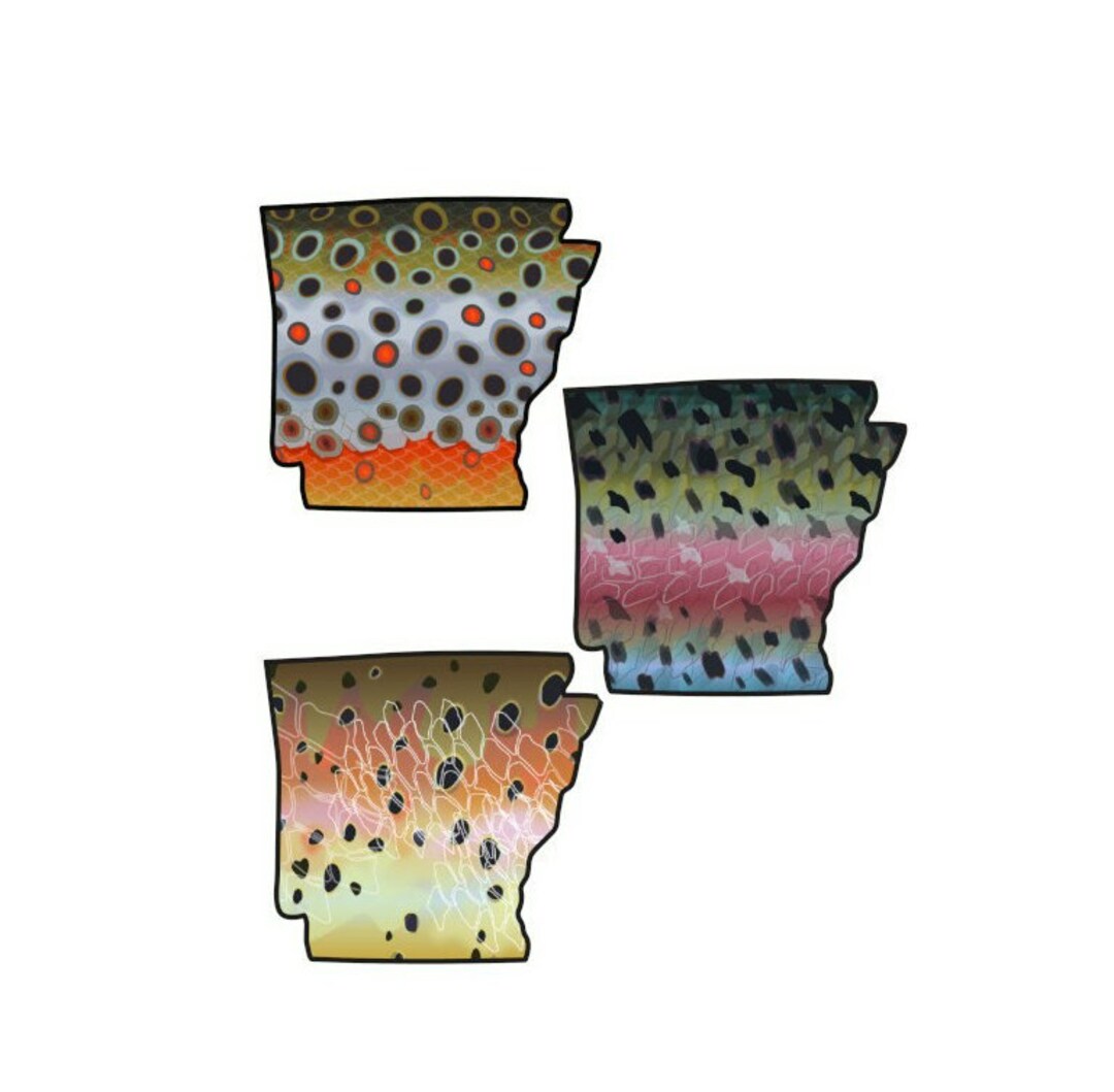 Arkansas 3sticker Set Fly Fishing Trout Bumper Stickers Etsy