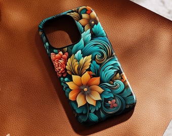 Beautiful Spiral Floral Phone Case Samsung Galaxy S22 S23 S24 Plus Ultra, Google Pixel 6 7 8 Pro, iPhone 15 14 Pro Max 13 MagSafe 12 mini 11