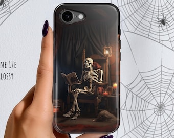 Spooky Halloween Laughing Skeleton Horror Phone Case iPhone 17e 17 16e 16 15 14 13 Pro Max MagSafe Air Galaxy S26 Ultra Plus Pixel 10 Creepy