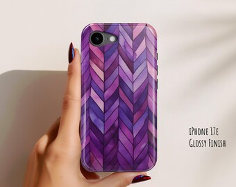 Watercolor Chevron Purple Phone Case, MagSafe Option, iPhone 17 Pro Max, 17e, S26 Pixel