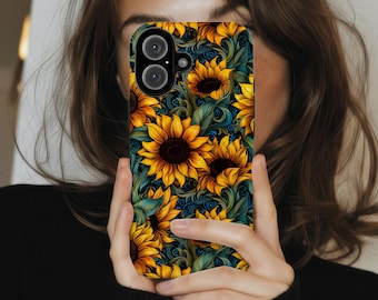 Cottagecore Phone Case  MagSafe iPhone 17e Air 17 Pro Max S26, Boho Farmhouse Sunflower