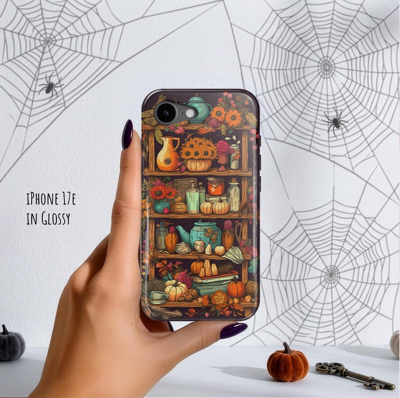 Fall Phone Case in Cool Floral & Pumpkins Anime Aesthetic: iPhone 18 Pro Max 17 17e 16 16e Air MagSafe S26 Ultra, Pixel 11 image 1