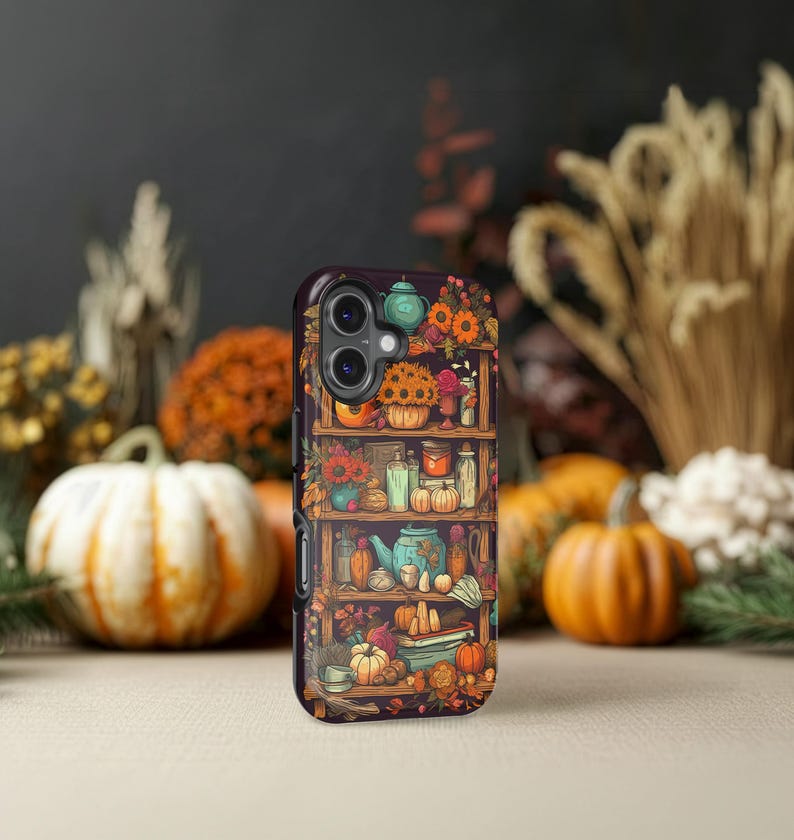 Fall Phone Case in Cool Floral & Pumpkins Anime Aesthetic: iPhone 18 Pro Max 17 17e 16 16e Air MagSafe S26 Ultra, Pixel 11 image 17