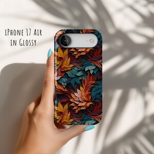 Teal Leaves Phone Case, Impact-Resistant, Dual Layer, iPhone 17e Galaxy S26 Pixel 10 image 5