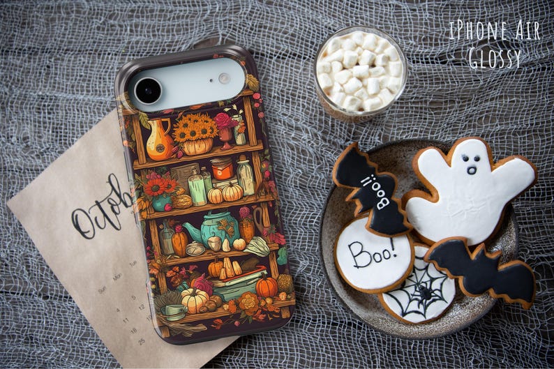 Fall Phone Case in Cool Floral & Pumpkins Anime Aesthetic: iPhone 18 Pro Max 17 17e 16 16e Air MagSafe S26 Ultra, Pixel 11 image 9