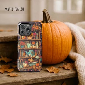 Fall Phone Case in Cool Floral & Pumpkins Anime Aesthetic: iPhone 18 Pro Max 17 17e 16 16e Air MagSafe S26 Ultra, Pixel 11 image 3