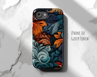 Funda floral para teléfono: hojas abstractas en verde azulado, opción magnética, compatible con iPhone 17e, Galaxy S26, Pixel