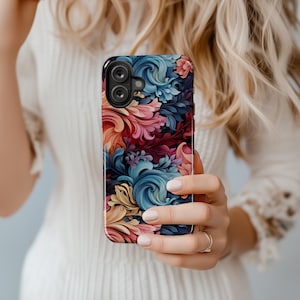 Funda para teléfono única: iPhone 17 Pro Max, Air 17e, 16, 16e, 15, 14, 13 MagSafe; Pixel 10 Pro XL, S26 Ultra, S25 Plus, con coloridos remolinos florales abstractos. imagen 9