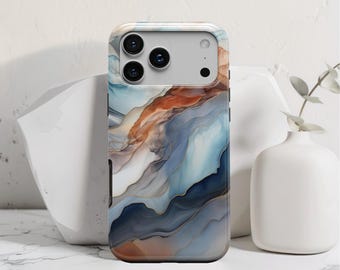Mountain Marble Phone Case: iPhone 18 Pro Max Magsafe 17e 17 S26, Pixel 11, Dual-Layer Tough Cover