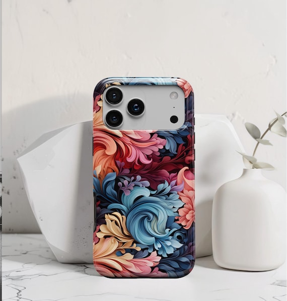 Unique Phone Case: iPhone 17 Pro Max Air 17e 16 16e 15 14 13 MagSafe; Pixel 10 Pro xl, S26 Ultra S25 Plus, Colorful Abstract Floral Swirls