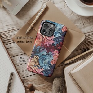 Funda para teléfono única: iPhone 17 Pro Max, Air 17e, 16, 16e, 15, 14, 13 MagSafe; Pixel 10 Pro XL, S26 Ultra, S25 Plus, con coloridos remolinos florales abstractos. imagen 11