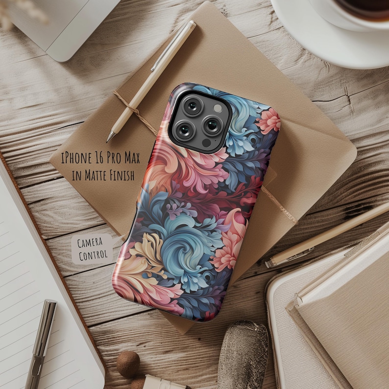 Funda para teléfono única: iPhone 17 Pro Max, Air 17e, 16, 16e, 15, 14, 13 MagSafe; Pixel 10 Pro XL, S26 Ultra, S25 Plus, con coloridos remolinos florales abstractos. imagen 11
