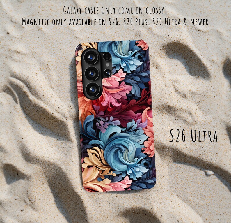 Funda para teléfono única: iPhone 17 Pro Max, Air 17e, 16, 16e, 15, 14, 13 MagSafe; Pixel 10 Pro XL, S26 Ultra, S25 Plus, con coloridos remolinos florales abstractos. imagen 15