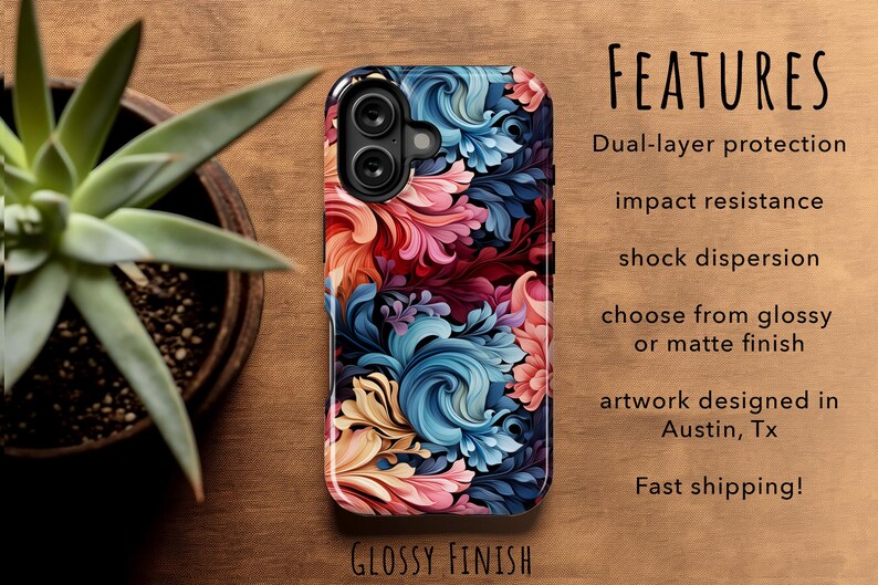 Funda para teléfono única: iPhone 17 Pro Max, Air 17e, 16, 16e, 15, 14, 13 MagSafe; Pixel 10 Pro XL, S26 Ultra, S25 Plus, con coloridos remolinos florales abstractos. imagen 4